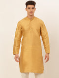 Jompers Men's Solid Dupion Silk Kurta - Dark-Golden