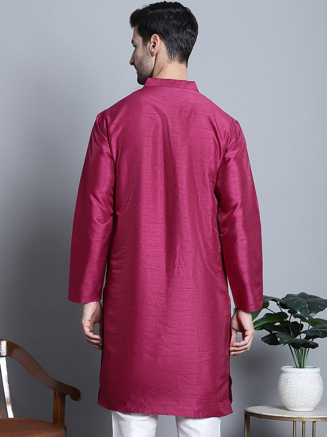 Jompers Men's Purple Dupion Silk Kurta Only