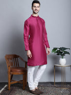 Jompers Men's Purple Dupion Silk Kurta Only