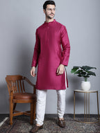 Jompers Men's Purple Dupion Silk Kurta Only
