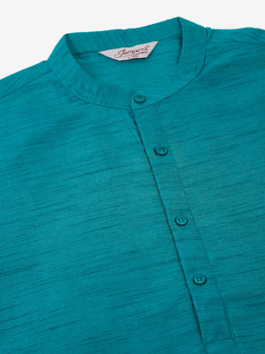 Jompers Men's Solid Dupion Silk Kurta - Teal