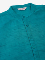 Jompers Men's Solid Dupion Silk Kurta - Teal