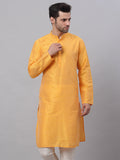 Jompers Men's Solid Dupion Silk Kurta - Yellow