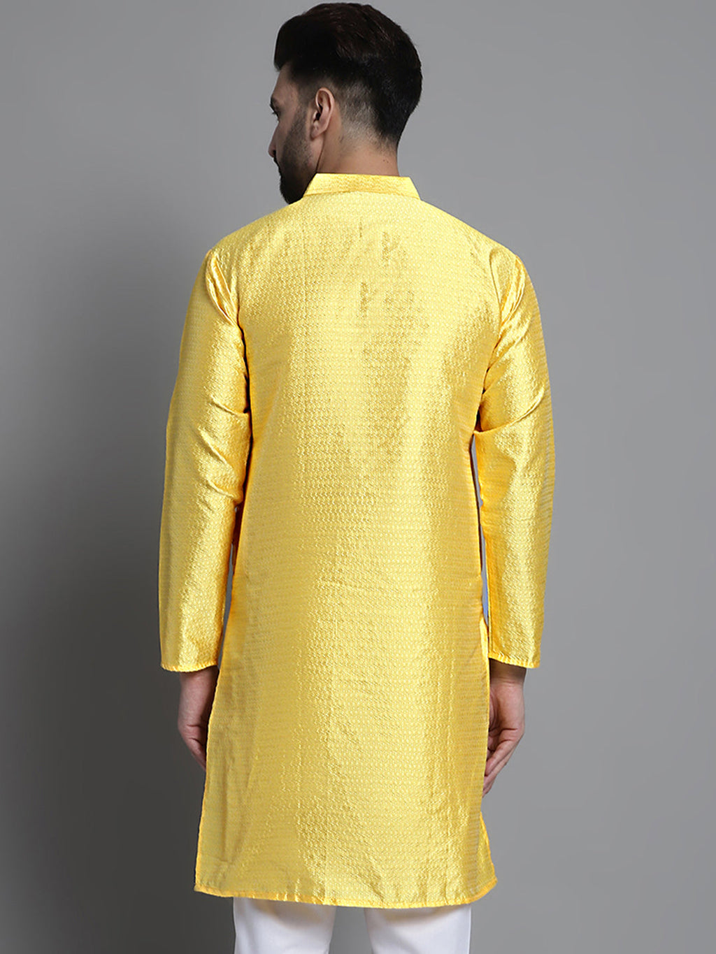 Jompers Men's Woven Design Kurta Only - Lemon