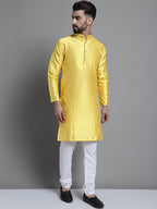 Jompers Men's Woven Design Kurta Only - Lemon