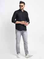 Jompers Men's Cotton Solid Short Kurta - Black