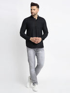 Jompers Men's Cotton Solid Short Kurta - Black