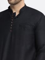 Jompers Men's Cotton Solid Short Kurta - Black