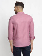 Jompers Men's Magenta Pink Solid Cotton Short Kurta