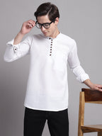 Jompers Men's Black Solid Straight Short Kurta