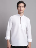 Jompers Men's Black Solid Straight Short Kurta
