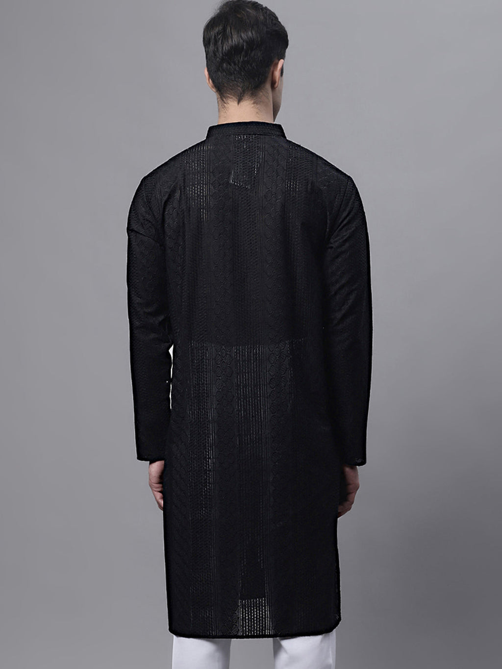 Jompers Men's Black Embroiderd Kurta