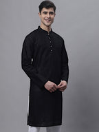 Jompers Men's Black Embroiderd Kurta