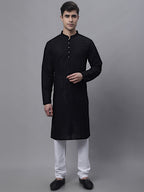 Jompers Men's Black Embroiderd Kurta