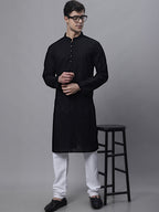 Jompers Men's Black Embroiderd Kurta