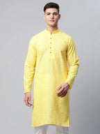 Jompers Men's Embroiderd Kurta - Lemon