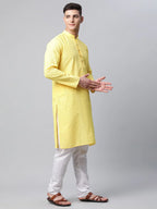 Jompers Men's Embroiderd Kurta - Lemon