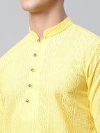 Jompers Men's Embroiderd Kurta - Lemon