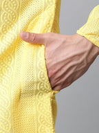 Jompers Men's Embroiderd Kurta - Lemon