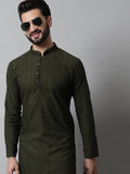 Jompers Men's Embroiderd Kurta - Olive