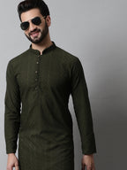 Jompers Men's Embroiderd Kurta - Olive