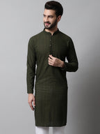 Jompers Men's Embroiderd Kurta - Olive