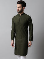 Jompers Men's Embroiderd Kurta - Olive