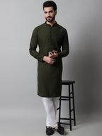 Jompers Men's Embroiderd Kurta - Olive