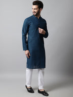 Jompers Men's Embroiderd Kurta - Teal