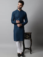 Jompers Men's Embroiderd Kurta - Teal