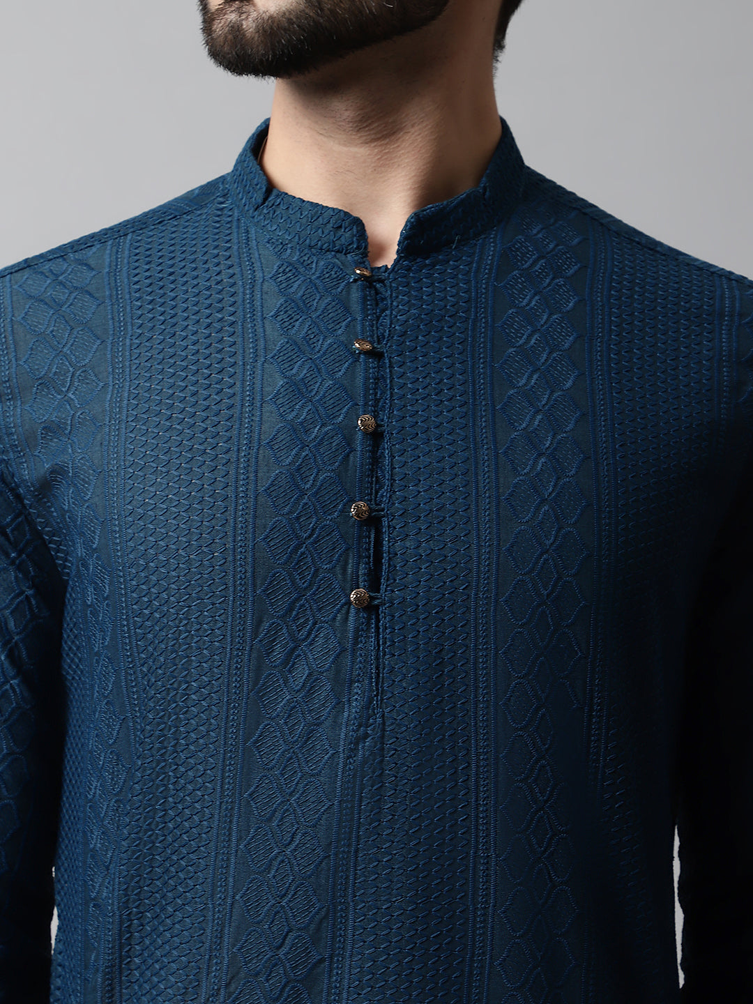 Jompers Men's Embroiderd Kurta - Teal