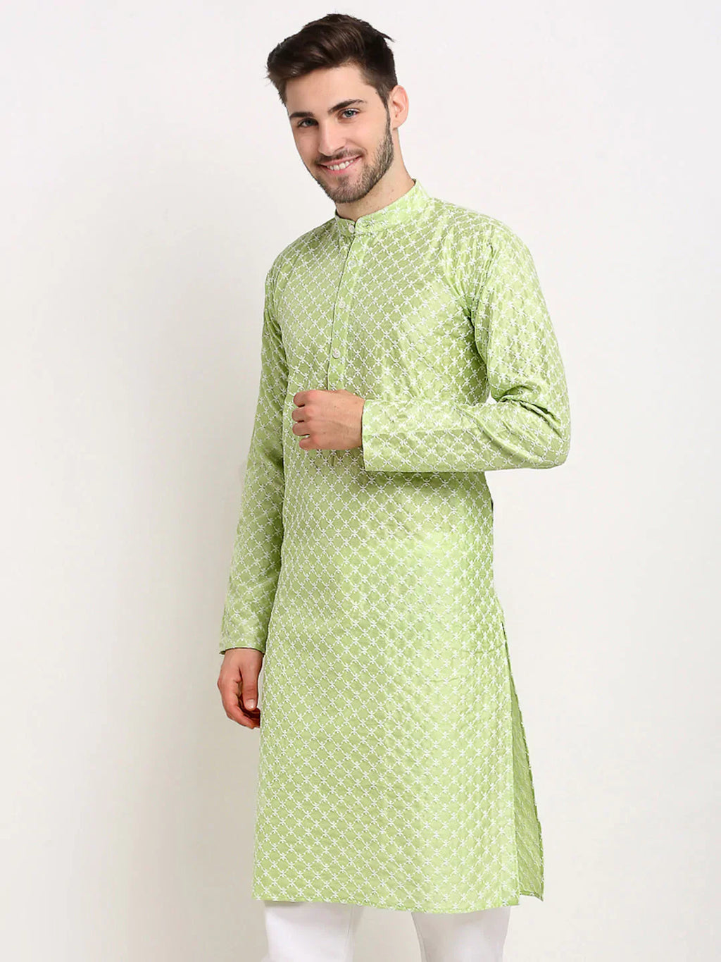 Jompers Men's Green Chikankari Kurta Only