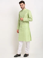 Jompers Men's Green Chikankari Kurta Only