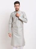 Jompers Men's Grey Chikankari Kurta Only