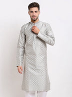 Jompers Men's Grey Chikankari Kurta Only