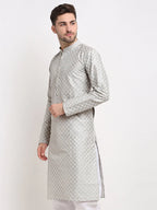 Jompers Men's Grey Chikankari Kurta Only