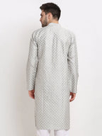 Jompers Men's Grey Chikankari Kurta Only