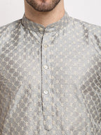Jompers Men's Grey Chikankari Kurta Only