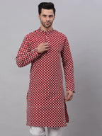 Jompers Men's Maroon Chikankari Kurta Only