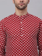 Jompers Men's Maroon Chikankari Kurta Only