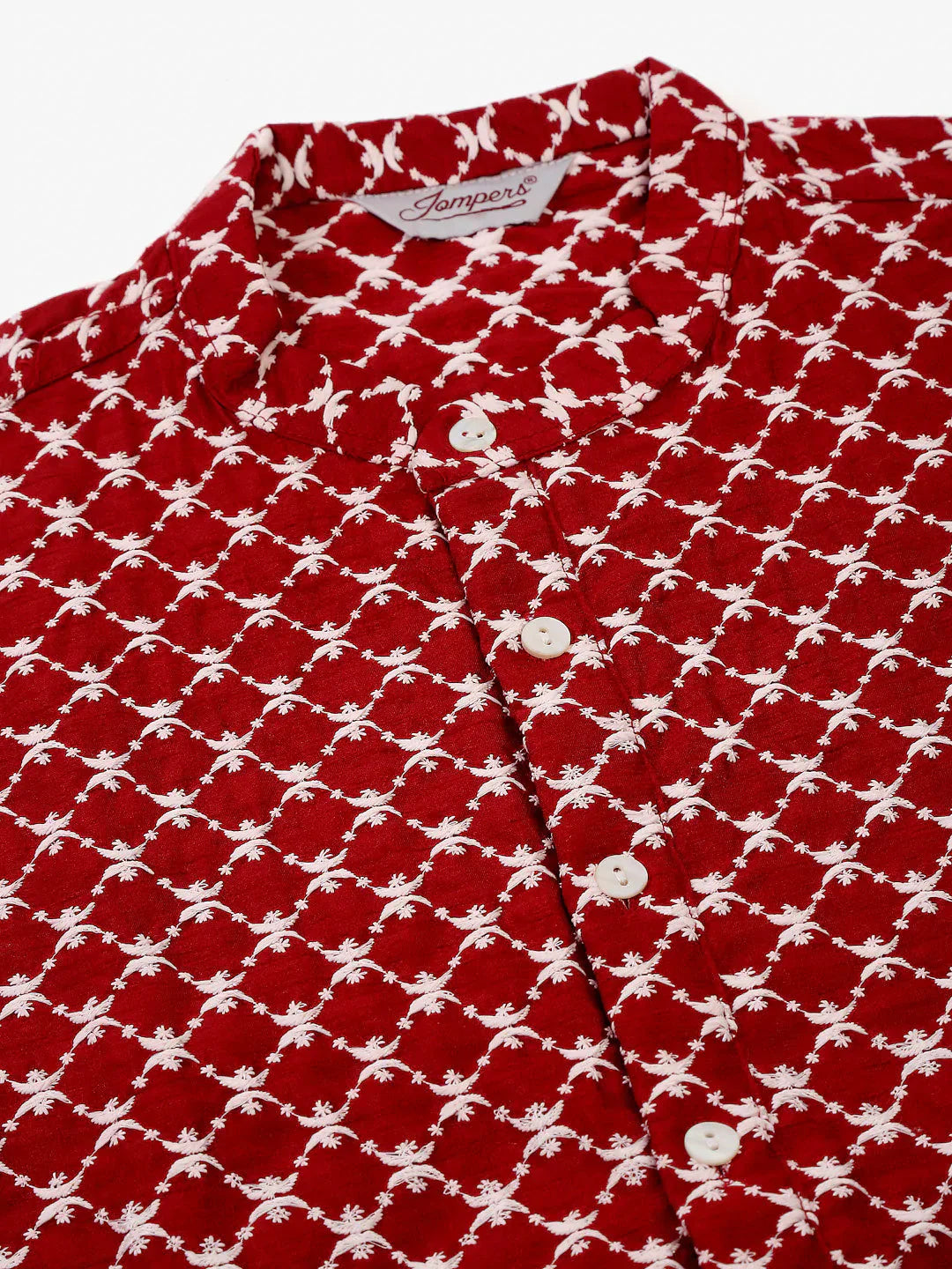 Jompers Men's Maroon Chikankari Kurta Only
