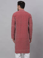 Jompers Men's Maroon Chikankari Kurta Only