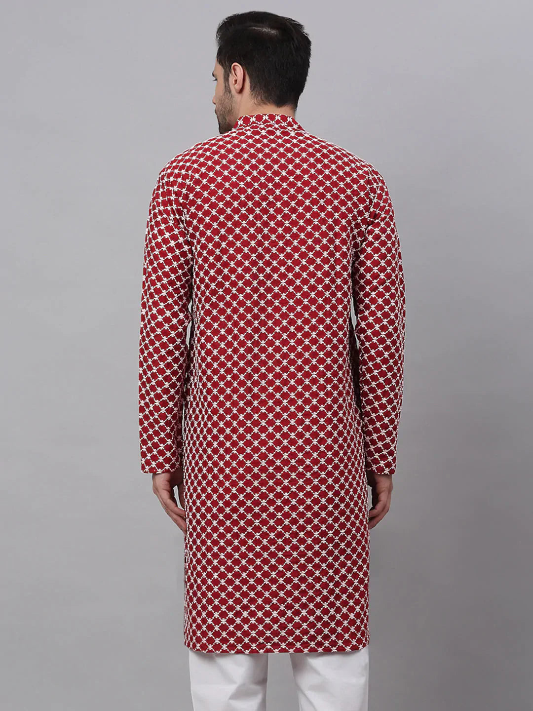 Jompers Men's Maroon Chikankari Kurta Only