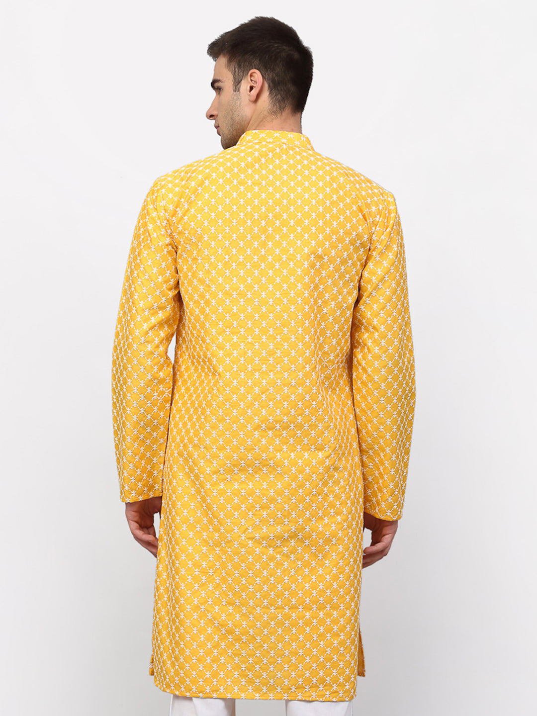 Jompers Men Mustard Chikankari Kurta Only - Distacart