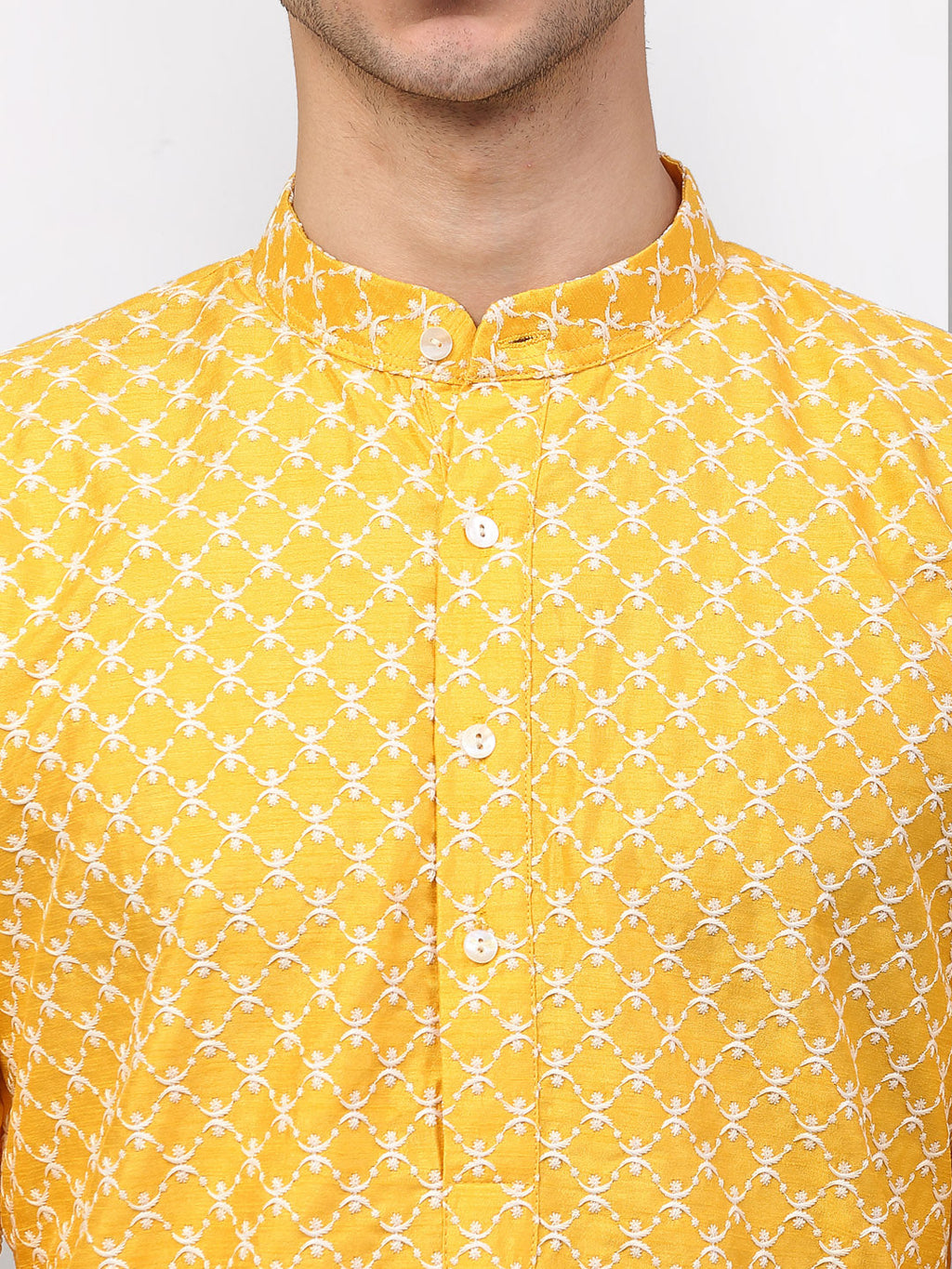 Jompers Men Mustard Chikankari Kurta Only - Distacart