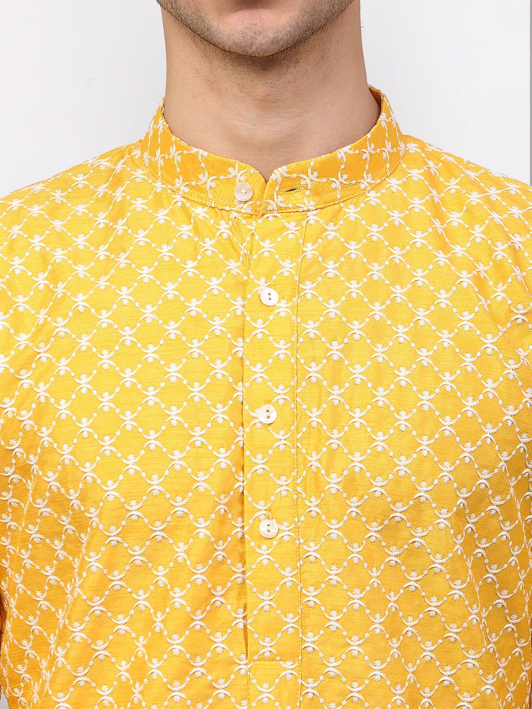 Jompers Men Mustard Chikankari Kurta Only - Distacart