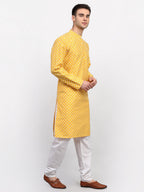 Jompers Men Mustard Chikankari Kurta Only - Distacart