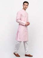 Jompers Men Pink Chikankari Kurta Only - Distacart