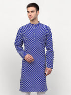 Jompers Men Royal-Blue Chikankari Kurta Only - Distacart