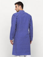 Jompers Men Royal-Blue Chikankari Kurta Only - Distacart
